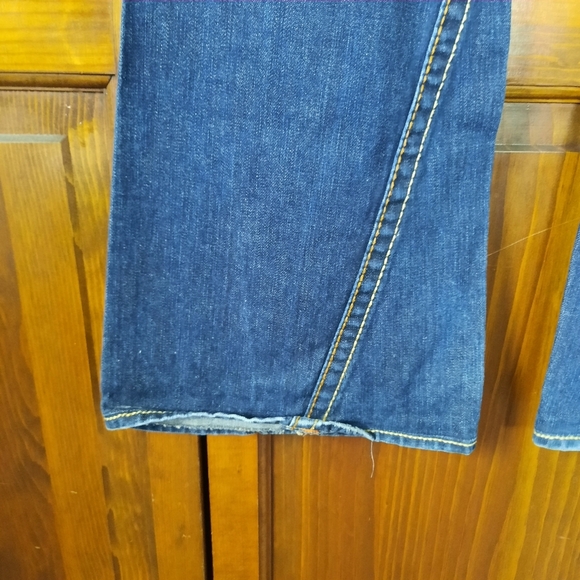 True Religion Joey Big T Twist Leg Flare Dark Wash Thick Stitch Flap Pockets 32 - Picture 12 of 14